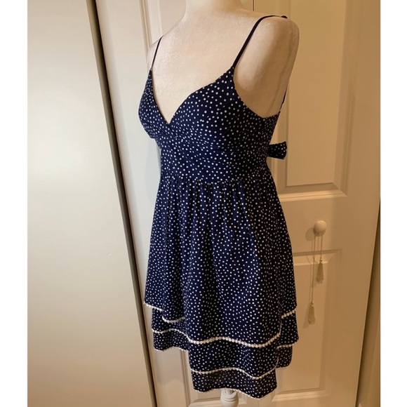 Better B Strapless Blue & White Polka Dot Dress - Picture 3 of 6